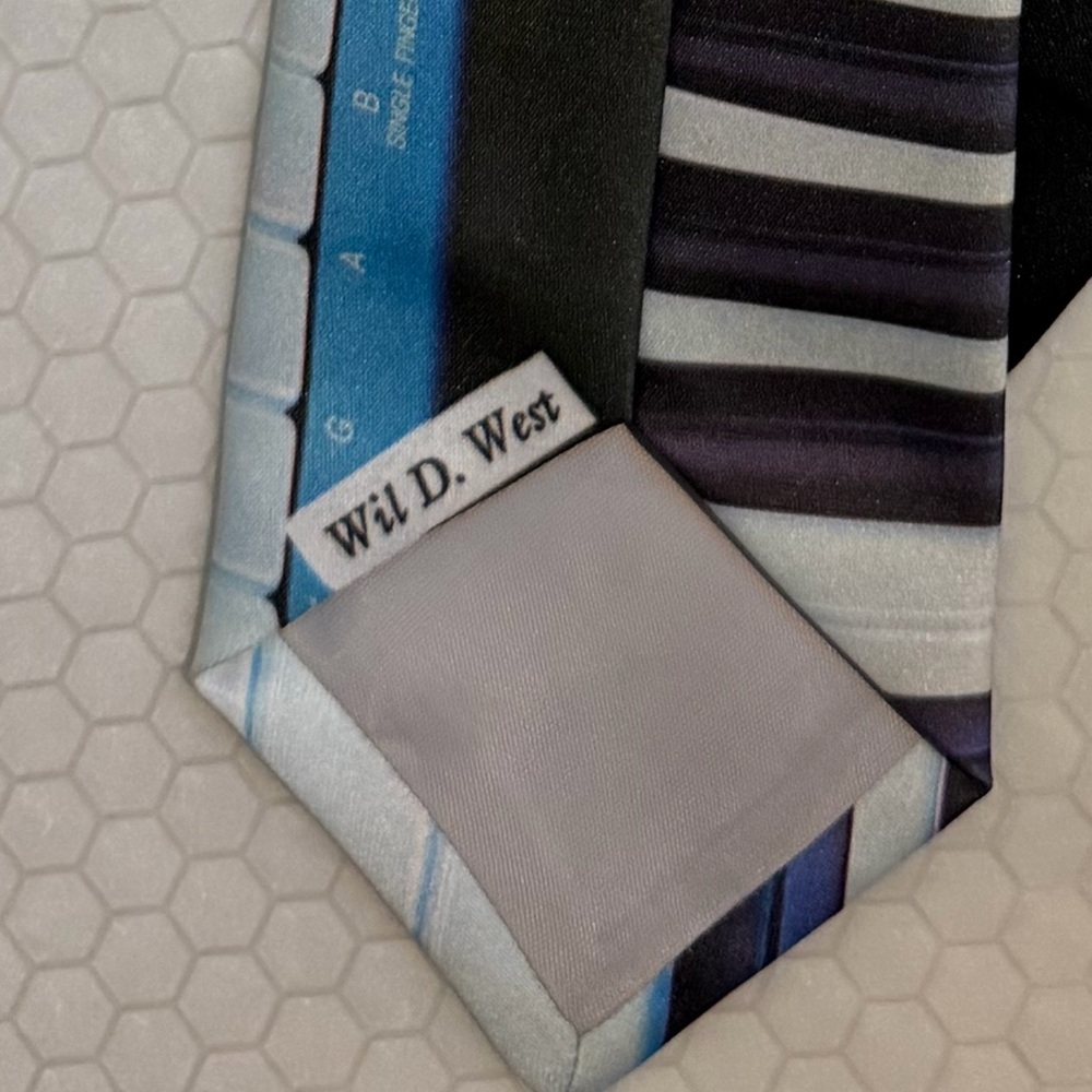 Ralph Marlin Blue and Black Piano Key Necktie - Picture 4 of 12